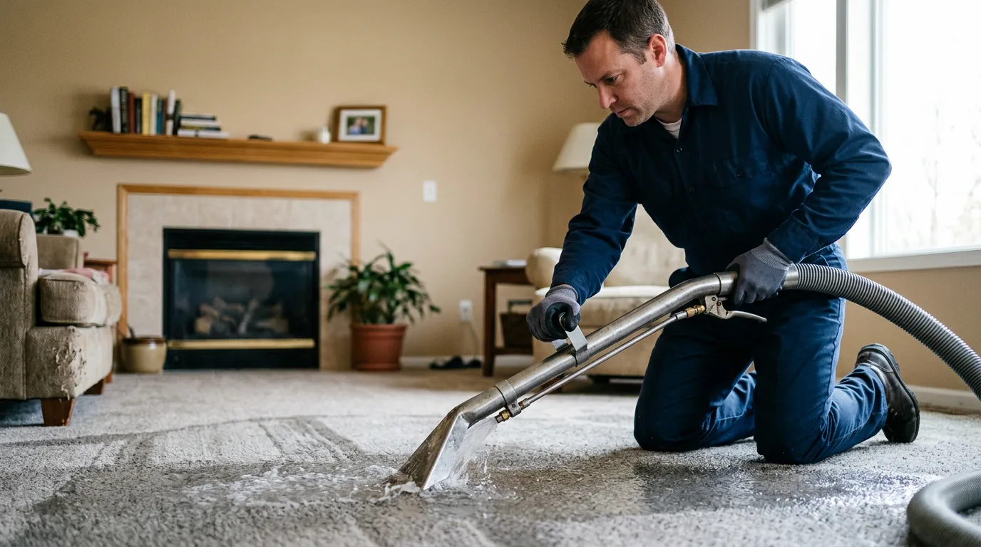 Water damage restoration technician working near Prather, CA